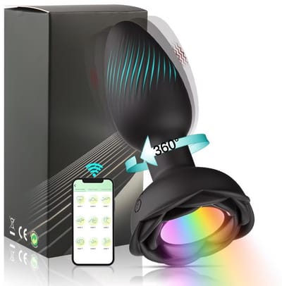 Lzwintrading - Buttplug Vibrator met App Control - 360° Rotatie Functie - Vibrators voor Vrouwen & Mannen - Prostaat Stimulator -Butt Plug met 9 Vibratie Standen - Sex Toys voor Koppels - Anale Speeltjes - Vibrerende Buttplug met Lichtkleuren