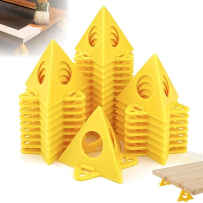 Dailygoods- Verfpiramidehouder Geel - 40 Stuks - Driehoekige Standaard - Kunststof - Stabiliteit - Perfecte Ondersteuning - Schilderstandaard