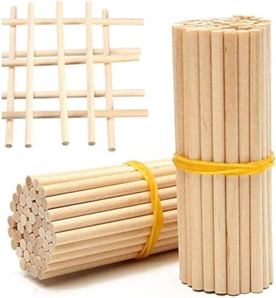 Houten Sticks voor Creatief Gebruik, 100 Stuks Lange Houten Dowel Sticks van Natuurlijk Hout, Ideaal voor Knutselen en Voedselpresentatie, 20 cm, 5 mm Diameter