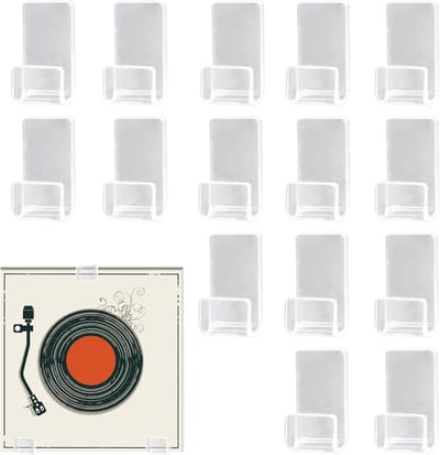 Wandhouder voor Grammofoonplaten, Set van 15 Vinylplaten, Muurbevestiging zonder Boren, Acryl Plank voor Vinyl, Platenlijst en CD's, Transparante Platenhouder