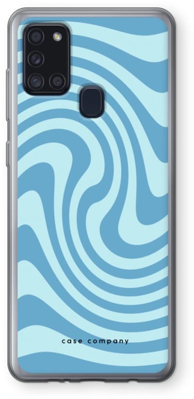 Case Company® - Hoesje geschikt voor Samsung Galaxy A21s hoesje - Swirl Blauw - Soft Cover Telefoonhoesje - Bescherming aan alle Kanten en Schermrand