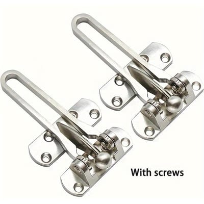 2 pièces Poignées de porte de sécurité domestique, Serrure renforcée pour portes battantes, Acier inoxydable massif épaissi, pour salle de bain, garage, avec vis gris