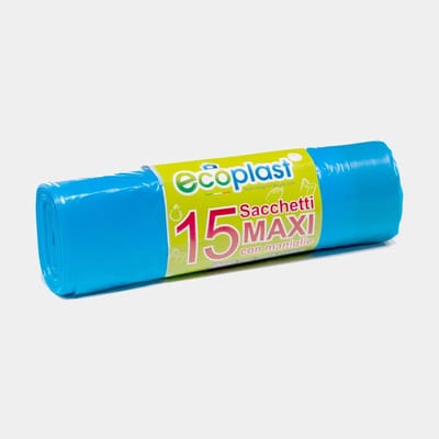Geparfumeerde afvalzakken 'Maxi' - 70 x 75 cm - 1 rol - Trekband zakken - blauw