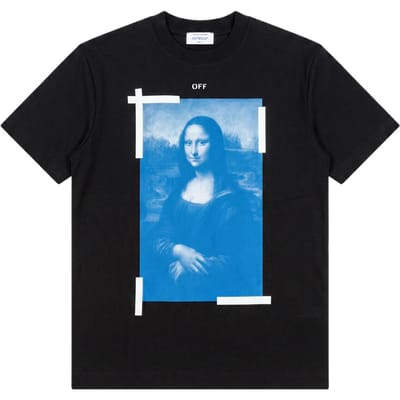 Off-White Monalisa Korte Mouw Overhemd Zwart/Wit Heren Tops OMAA038R21JER0011001 XS blue