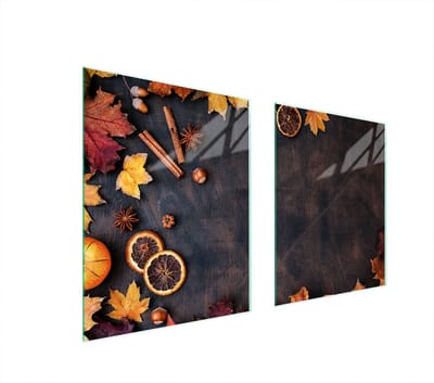 TMK ArtDeko Serie - Glazen Beschermplaat voor Fornuis - 85x52 cm - Bladmotief