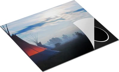 Chefcare Inductie Beschermer Indianen Tipi in de Nacht tijdens de Mist - 60x50 cm - Afdekplaat Inductie - Kookplaat Beschermer - Inductie Mat