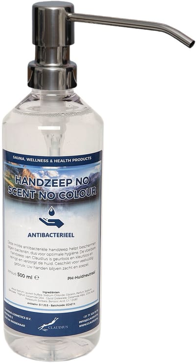 Handzeep No Scent No Colour 500 ml - met gratis RVS zilverkleurige pomp