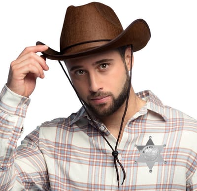 Boland Western cowboy verkleed set - hoed en badge - sherriff - wilde westen - volwassenen