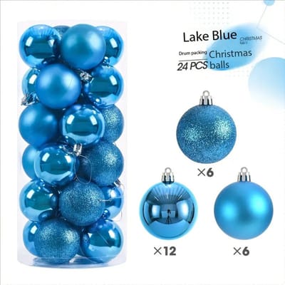 Livano Kerstballen - Kerstversiering - Plastic - Kerstballenset - Blauw - 24 stuks