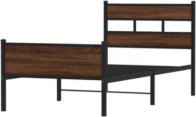Bedframe Bewerkt Hout - Houten Bedombouw - Slaapkamer Inrichten - Klassiek Tijdloos Design - 75x190 cm - Bruin Eikenkleur