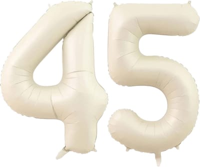 Cijfer Ballonnen Ballon Cijfer 45 Verjaardag Versiering Feest Helium Ballonnen Cijferballon Folieballon Wit Xl Formaat