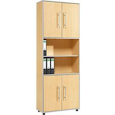 Schäfer Shop  Select Combikast Moxxo IQ, hout, 4 vleugeldeuren, 2 open vakken, 6 ordnerhoogten, B 801 x D 362 x H 2166 mm, esdoornpatroon