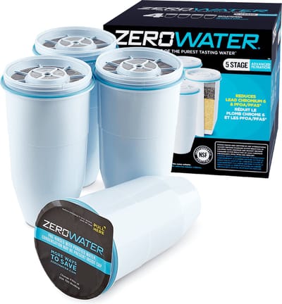ZeroWater Waterfilters 4 stuks - Vervangingsfilters voor Waterkan - 5-traps Waterfilter systeem - Filtert PFOA, PFOS, lood, chroom, kwik en chloor