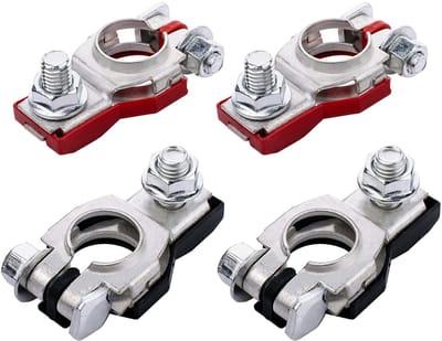 Dailygoods - Accuklemmen - 2 paar - Duurzaam en roestbestendig - Rood en zwart - Voor auto en vrachtwagen - Hoogwaardige koperverbindingen - Eenvoudig...