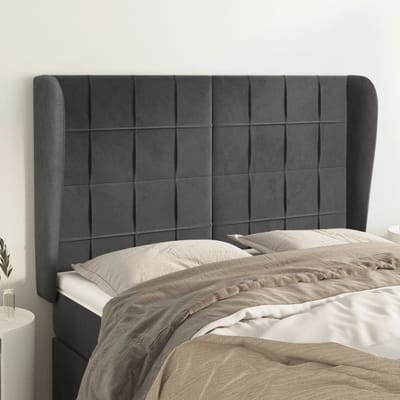 vidaXL - Hoofdbord - met - randen - 147x23x118/128 - cm - fluweel - donkergrijs