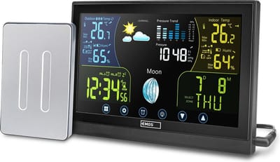 Draadloos weerstation - Weerstation binnen en buiten - Met buitensensor - Touchscreen - kleurendisplay -DCF-ontvangstsignaal klok