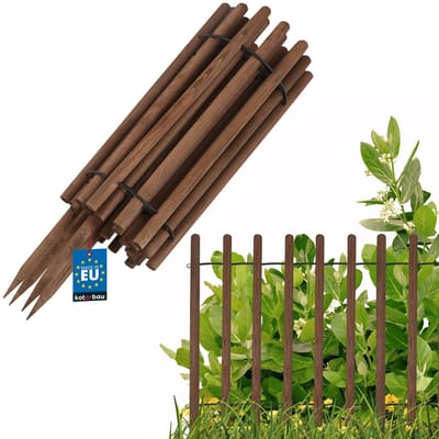 KOTARBAU® Bloembedrand, Rolborder, 230 x 80 cm, Bruin, Tuinafscheiding, Houten Tuinhek, Borderrand, Palissade, Schapenhek, Tuindecoratie