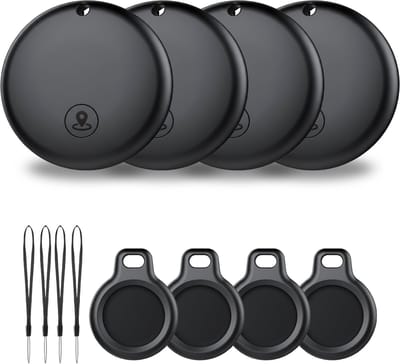 Buzzy Mini GPS Tracker voor IOS – 4 stuks - Werkt met Apple ‘Zoek Mijn’ App – Zonder Abonnement – Bluetooth Tracker voor Sleutels, Koffer, Hond & Auto – Zwart