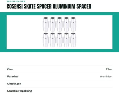Dailygoods- Skate Spacer set van 10 - Aluminiumlegering - Afstandhouders voor lagers - Geschikt voor 8/6 mm - Soepelere beweging - Duurzaam materiaal