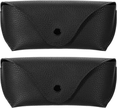 Brillenkoker - 2 stuks leren brillenkoker - Zachte PU-lederen draagbare brillenkoker - Reiskoffer - Past op de meeste standaardbrillen en zonnebrillen - Unisex (zwart)