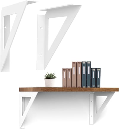 Hoekplank Wit, Zware Lasten, 20 cm, Set van 4, Draagvermogen tot 70 kg voor Wandmontage in Werkplaats, Garage en Thuiswerkplek