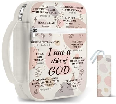 Dailygoods - Citaat Bijbelhoes met bladwijzer, polyester tas, gevoerde bijbeltas met handvat, ritsvak voor boeken, accessoires, cadeau voor volwassenen, vrouwen, mannen, boekenliefhebbers
