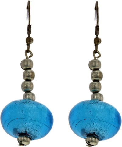 Behave - Vintage oorhangers met blauwe glaskraal - Retro look