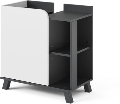 Vicco Karen Wastafelonderkast – 60 x 65 cm met deur en open vakken Antraciet/wit