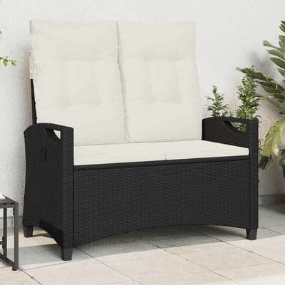 vidaXL - Tuinbank - Zwart - en - Crème - 105 - x - 60 - x - 112 - cm - Staal - en - Polyester