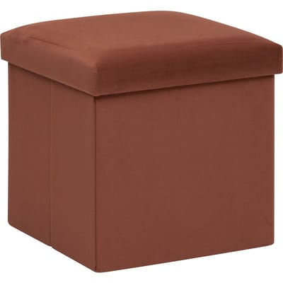 Eazy Living  VelvetPoef + Opbergbox Antoinette Oranje