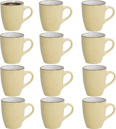 Gerimport Koffie / thee mok Sweets - 12x stuks - geel - 350 ml - keramiek