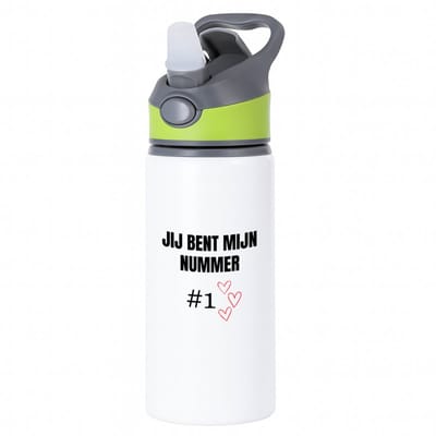 Hacebo® - Jij bent mijn nummer één waterfles met rietje groen - Liefde - Iemand die je in het zonnetje wilt zetten - nummer 1 - leuke cadeau - kado - verjaardag - geschenk - water fles - 650ML