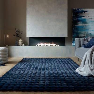 Flycarpets Hoogpolig Vloerkleed - Waffle - Navy Blauw 180 x 290 cm