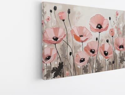 Saammp Canvas Schilderij - Roze beige - Bloemen - Abstract - 30x20 - Foto op canvas - Wanddecoratie - Muurdecoratie Woonkamer - Kantoor Decoratie