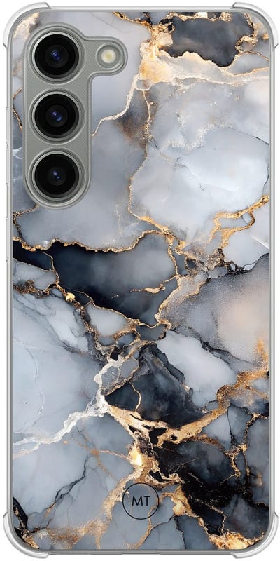 Hoesje (shockproof) geschikt voor Samsung Galaxy S23 - Marble mist - Extra sterke case - TPU/polycarbonaat - Marmer - Grijs, Transparant