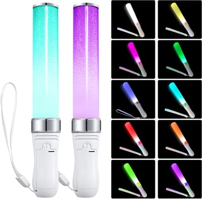 2 Stuks LED Lichtstaven van Fiberglas, Verwisselbare Kleuren, Ideaal voor Feesten, Concerten en Bruiloften, 24 Kleuren, Creatieve Verlichting voor Kerst en Evenementen