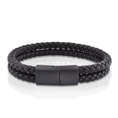 Twin - Armband Heren - Leren Armband - Dames Armband - Armband Leer - Leren Armband Heren - Armband Dames - Heren Armband - Zwarte Schakel