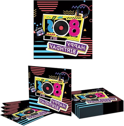 20 Stuks 80s Feest Servetten voor Verjaardagsfeestjes - Wegwerp Dessert en Taart Servies voor Jongens en Meisjes