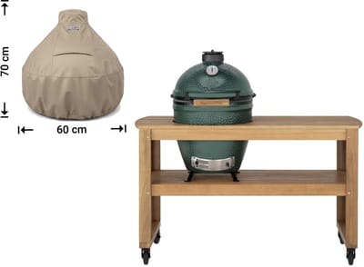 Raffles Covers Big Green Egg / Kamado hoes - 60 x 60 H: 70 cm - RBGE60dome - Waterdicht - Ademend - UV-bestendig - Elastisch rijgkoord - Big Green Egg / Kamado Accessoires - Hoes voor BBQ + Tafel