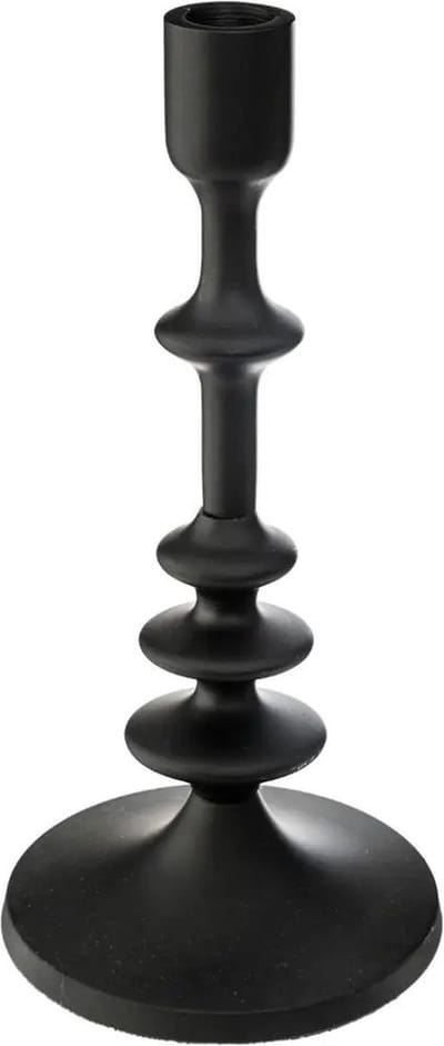 Atmosphera kaarsen kandelaar - decoratief metaal - dinerkaarsen - zwart - D12 x H26 cm