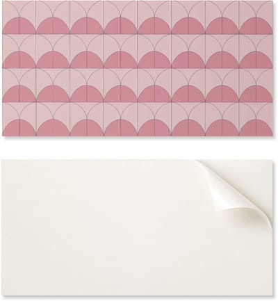 Eenvoudig te installeren vinyltegelspakket met geometrische halfronde tegels in een formaat van 10x40x20 cm.