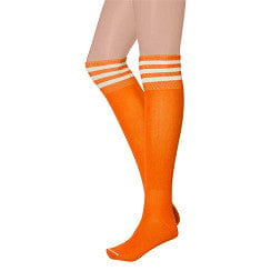 Apollo - Cheerleaders sokken - Cheerleader kousen - Fluor Oranje/Wit - One Size - Cheerleader kostuum dames - Carnavalskleding - Cheerleader
