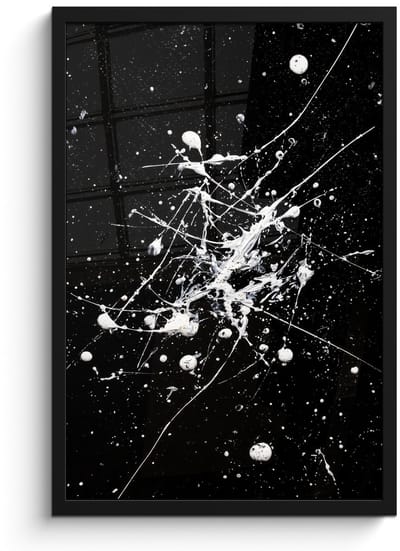 Poster in lijst - Fotolijst 40x60 cm - Posters - Verfspatten - Wit - Abstract - Explosie - Posterlijst zwart - Decoratie - Wanddecoratie woonkamer - Muurdecoratie slaapkamer