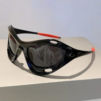 Y2K Groot Frame Luxe Designer Kattenoog Zonnebril dames Voor Mannen Buiten Vintage Zonnebrillen Cyberpunk Populair Sport Bril black