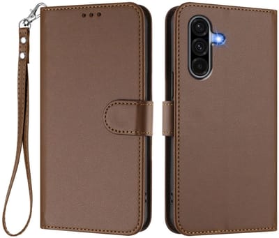 Cosensi - Leren Hoesje voor Telefoon met Portemonnee Cover en Handkoord - Bruin