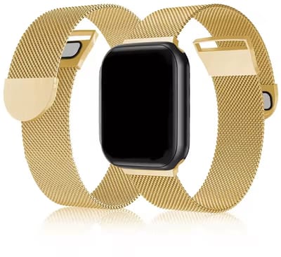Luxe Milanese band- Geschikt voor Apple Watch bandje - Series 1-9 & SE - RVS metalen bandje met dubbele magneet - Milanees iWatch bandje voor maaten 38/40/41mm - Goud