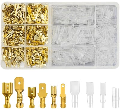 Dailygoods - Bullet Connectors Kit - 480 Stuks - Dubbele Messing Bullet Terminals - Geel - Motorfiets Connectoren - Ideaal Voor Auto En Motorfiets - U...