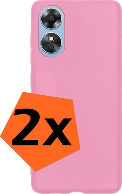 Hoes - 2 Stuks - Geschikt voor OPPO A17 - Sterk & Shockproof - Case Siliconen - Back Cover - Telefoon Hoes - Lichtroze