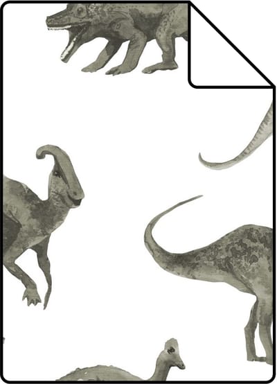 Proefstaal ESTAhome behang dinosaurussen groen grijs - 26.5 x 21 cm - 131199-S