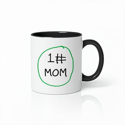 #1 MOM Mok - Beste Moeder Ooit - Moederdag Cadeau - Keramische Koffie & Thee Beker - Zwart/Wit - 330ml